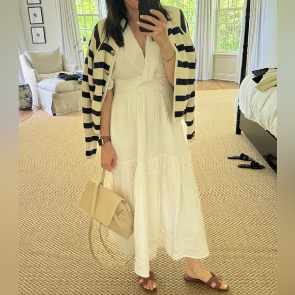 ME+EM Cheesecloth Gathered Sleeve White Maxi Dress NWOT - Picture 2 of 8